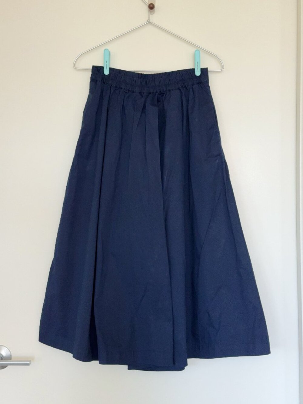 MUJI Women’s Wide Leg Pants, Navy, Cotton, Size S